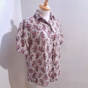 Footlocker | Pink and White Button Down Shirt with Paisley Pattern 100% silk